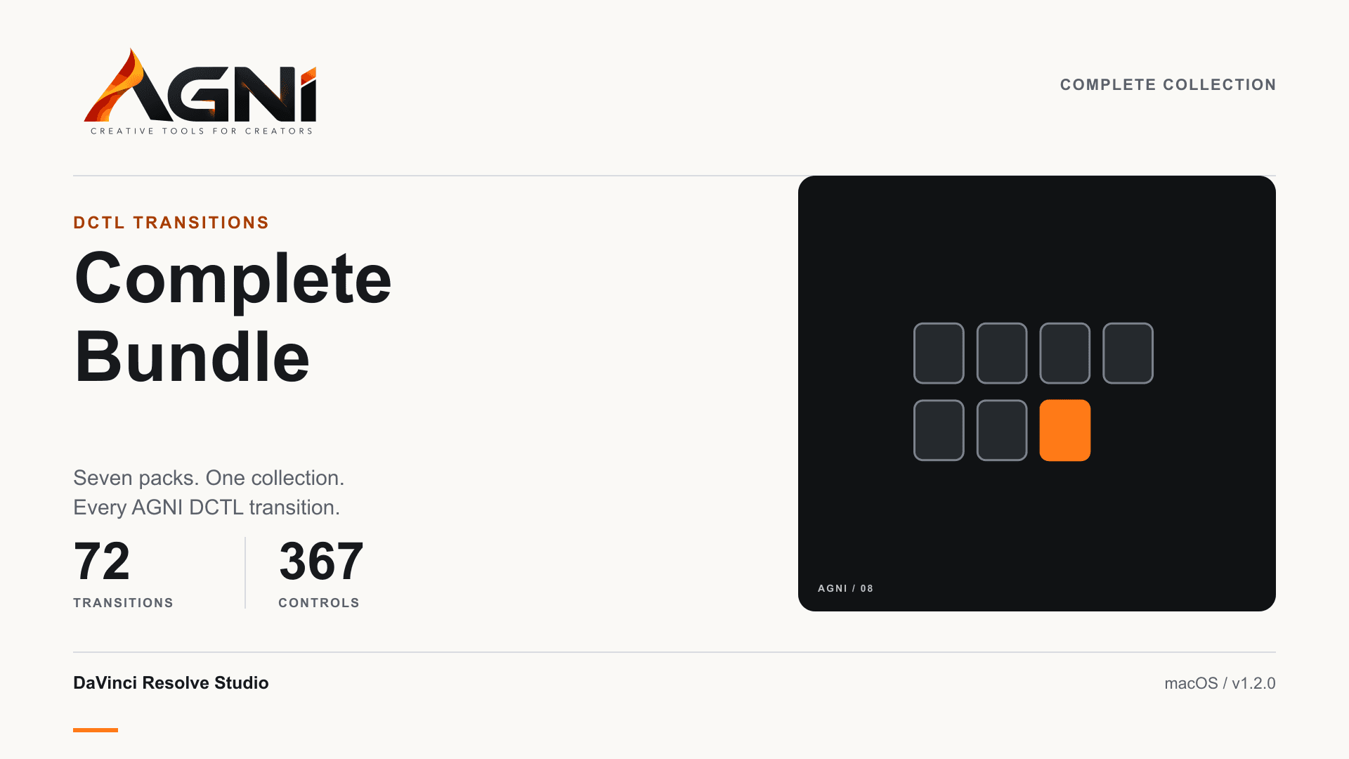 AGNI DCTL Transitions — Complete Bundle interface preview
