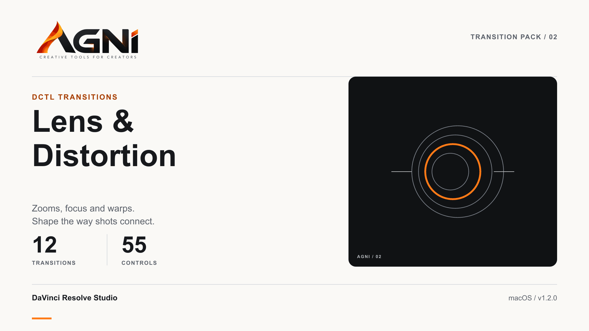 AGNI DCTL Transitions — Lens & Distortion cover