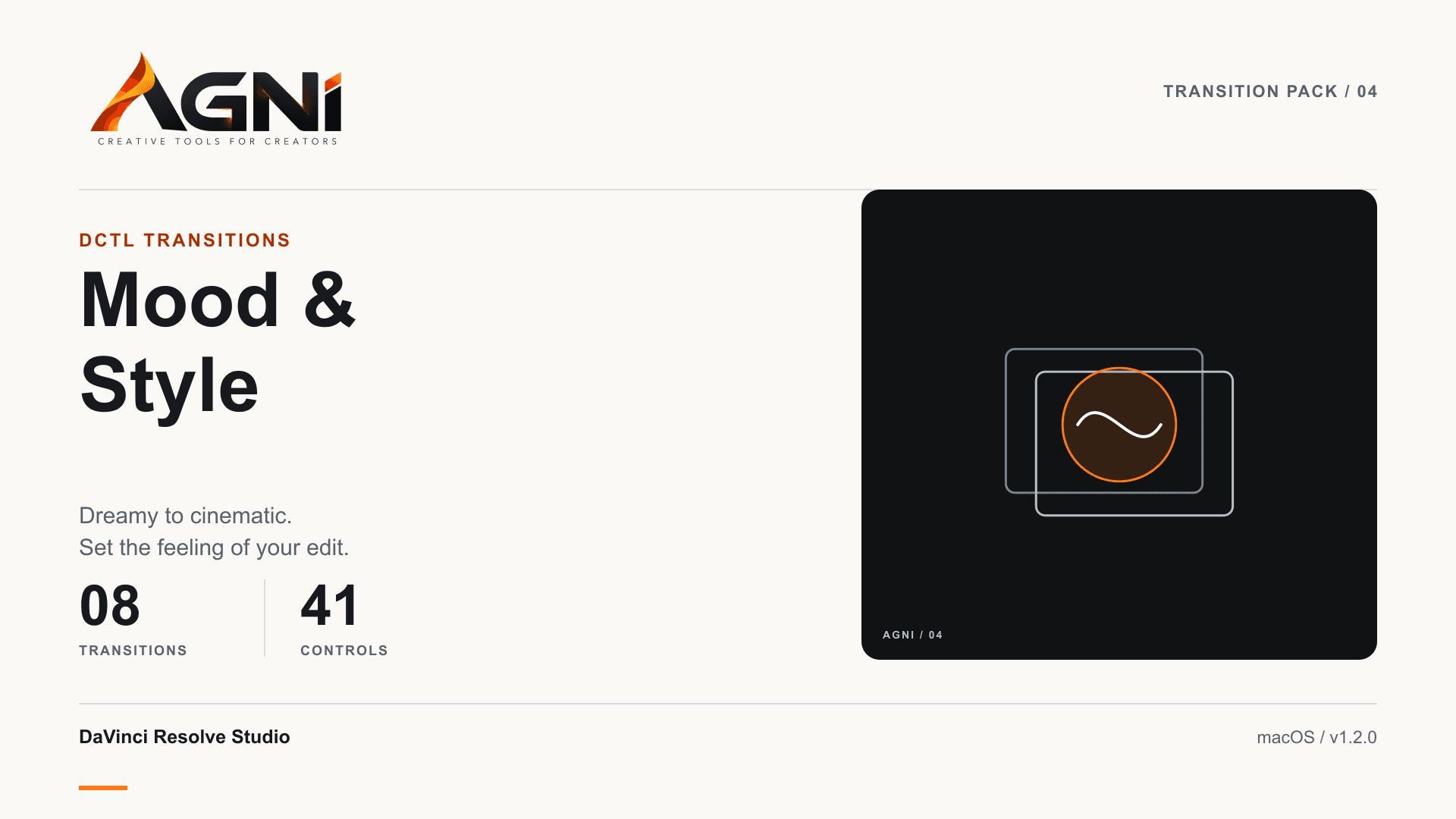 AGNI DCTL Transitions — Mood & Style cover