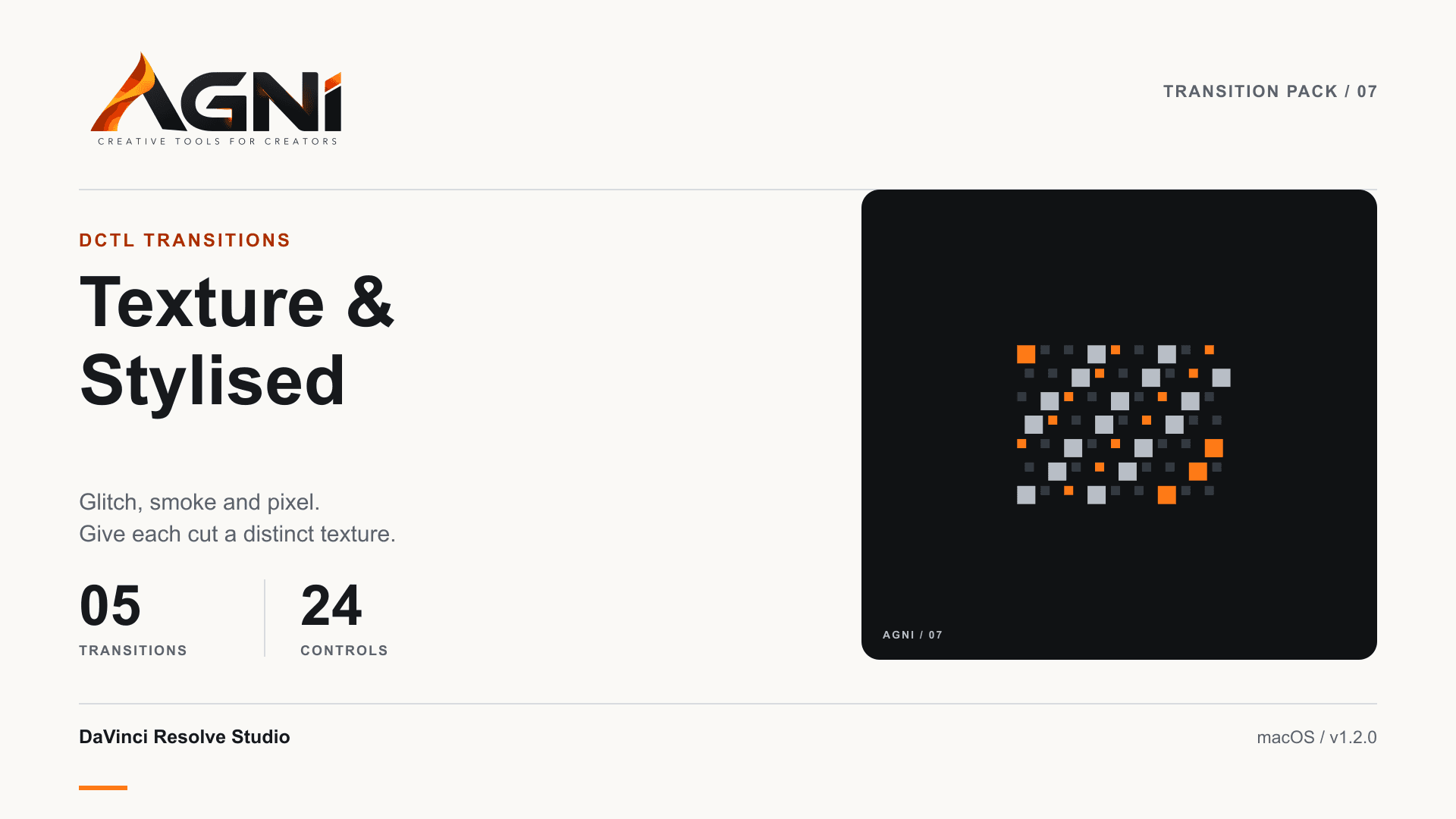 AGNI DCTL Transitions — Texture & Stylised cover