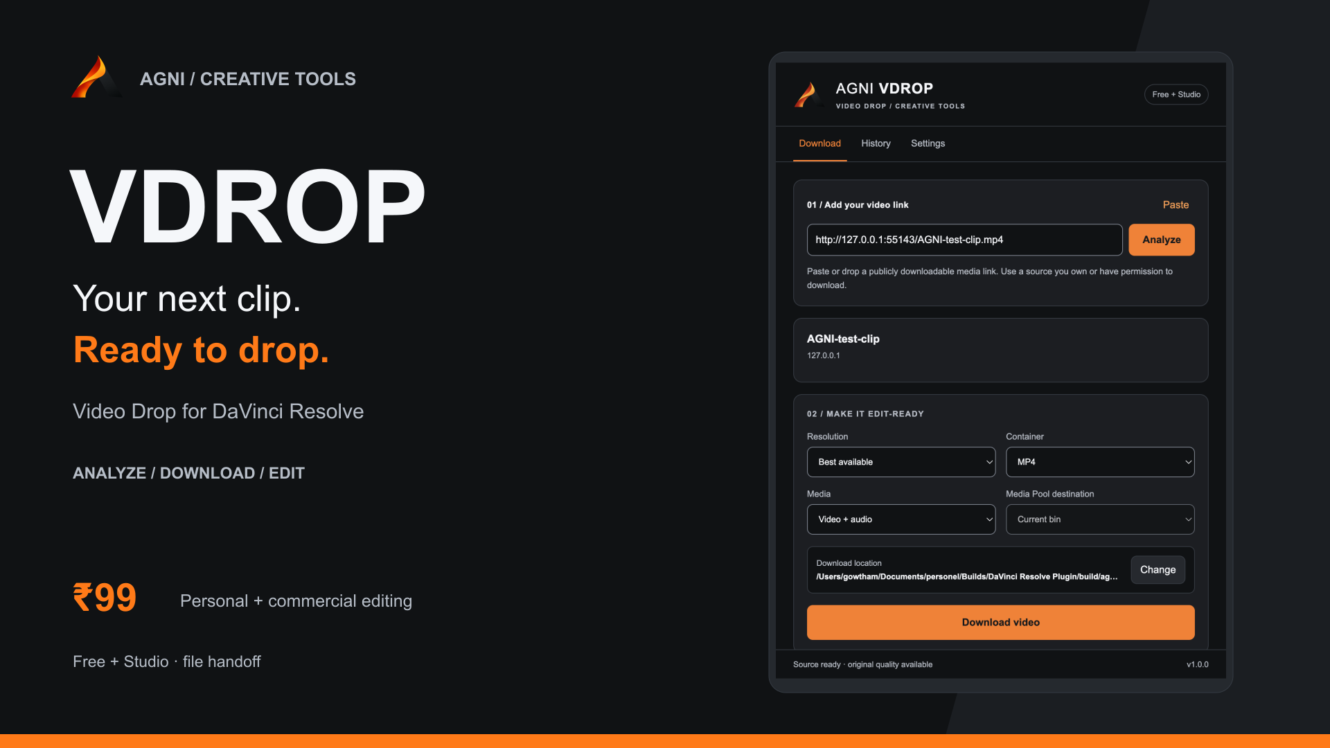 AGNI VDROP cover, 16:9